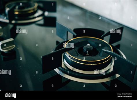 black and gold gas stove top